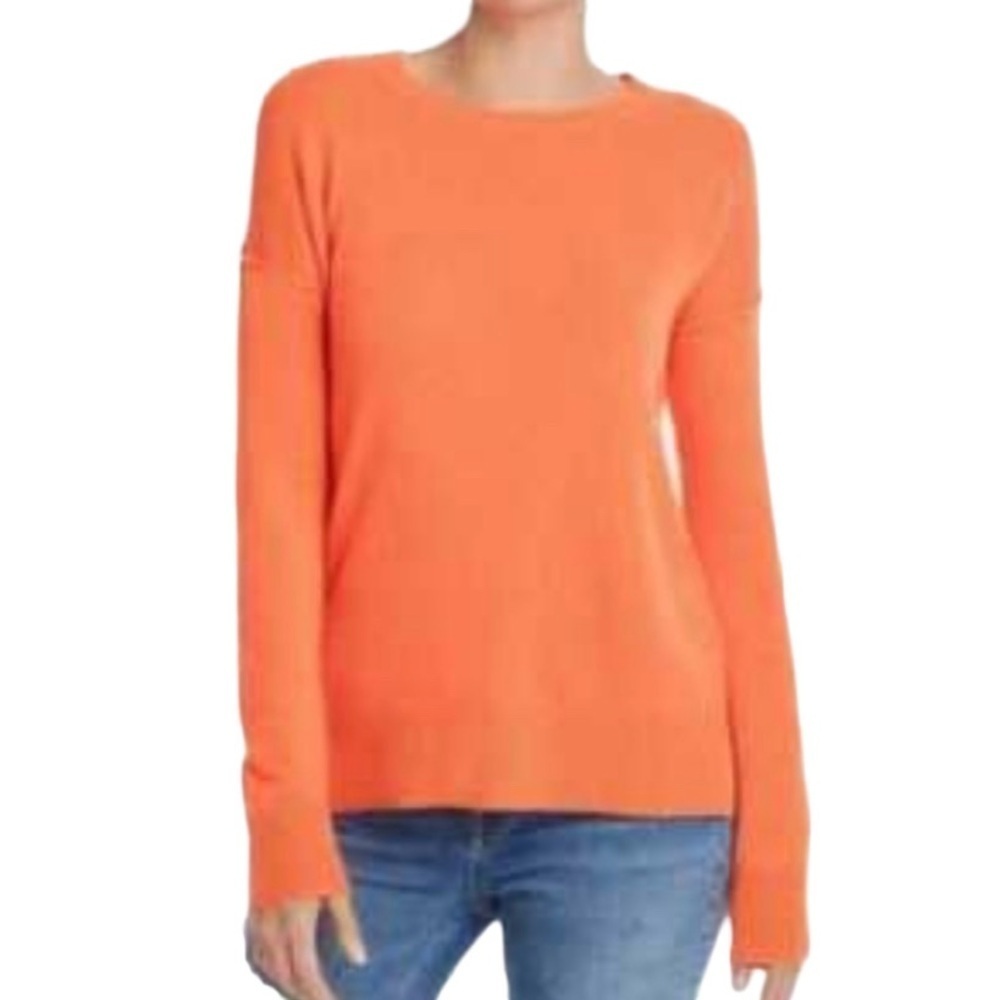 NWT MASSIMO DUTTI Semi-Sheer Orange Scoop Neck Lightweight Sweater
